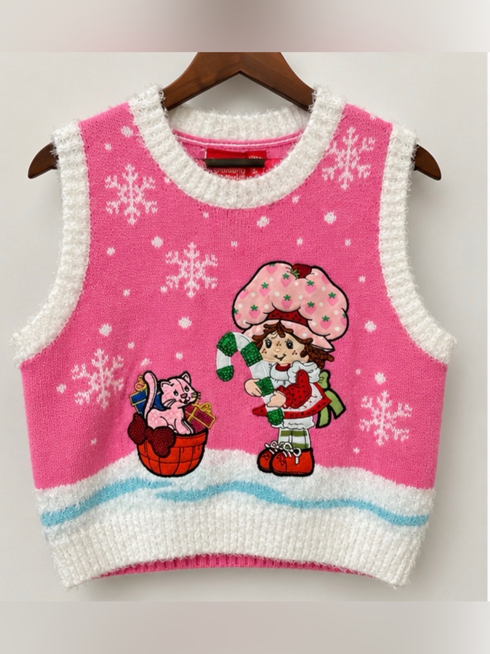 Pink Knit Strawberry Shortcake Sweater Vest